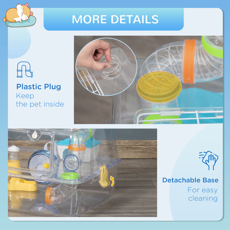 Plastic Hamster Cage with Tubes and Tunnels, 2-Level Small Animal Habitat 196393257135