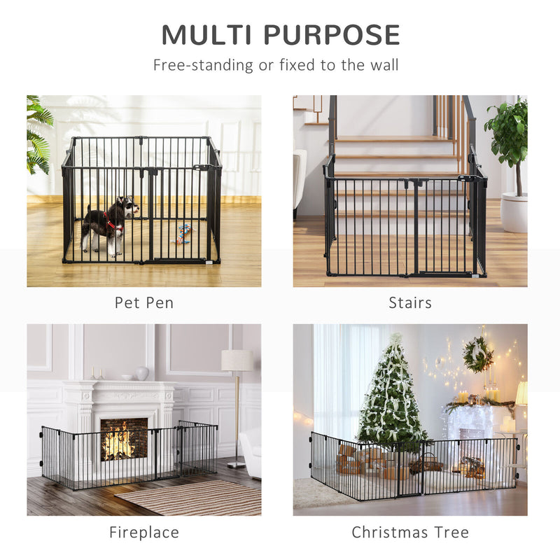 Pet Safety Gate 8-Panel Playpen Fireplace Christmas Tree Fence Stair Barrier