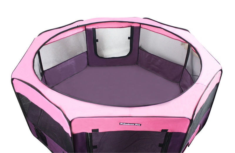 45" Portable Puppy Pet Dog Soft Tent Playpen Folding Crate Pen New - Pink/Purple