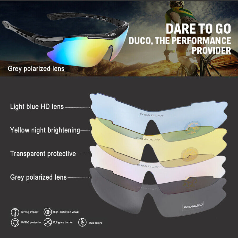 [11 IN 1] Sports Sunglasses UV Protection-5 Lenses, Headband, Storage Bag & Case