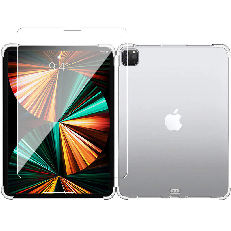 For iPad Pro 11"/12.9" 2021-2018 Ultra Clear Soft Case Cover + Screen Protector