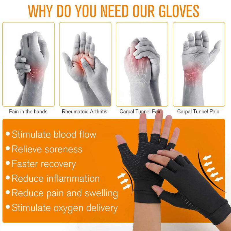 Medical Grade Quality Copper Infused Arthritis Compression Gloves for Men/Women