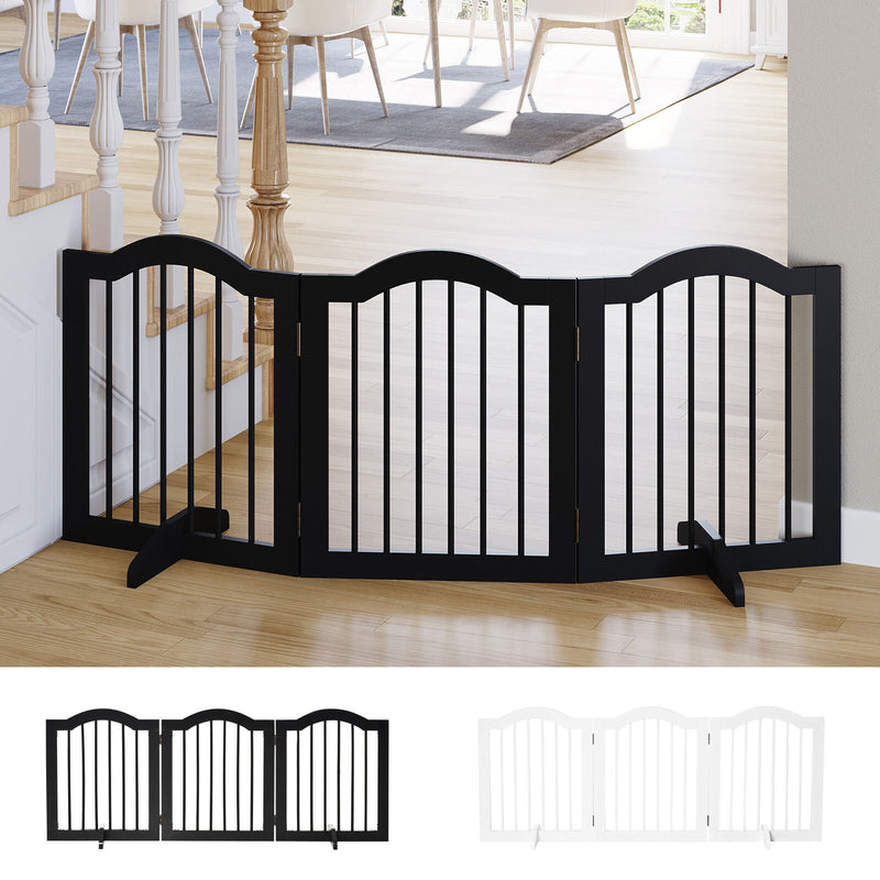 PawHut Freestanding Pet Dog Gate 24" Tall Folding Indoor Barrier 3 Panel