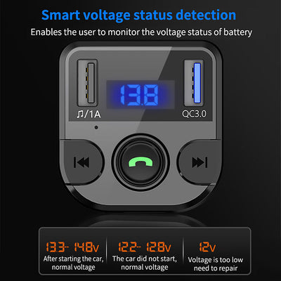 Bluetooth Music Player FM Transmitter w/ Hands-Free Calling& 2 USB Ports Charger