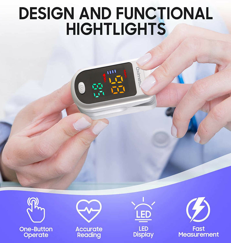 Portable Digital Fingertip Pulse Oximeter Blood Oxygen Saturation Monitor, Black
