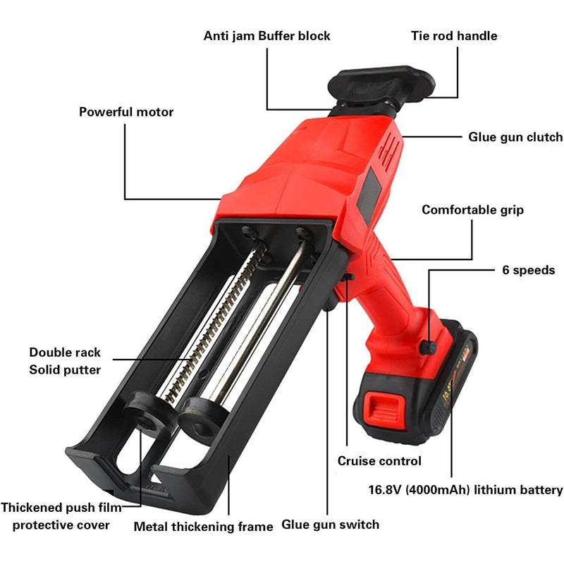 21V electric cordless caulking gun powered by lithium battery and rechargeable
