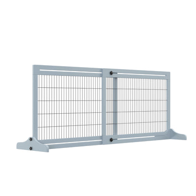 72&quot; Extra Wide Freestanding Pets Gate, No-Mount Adjustable Barrier, Blue-grey 196393066614