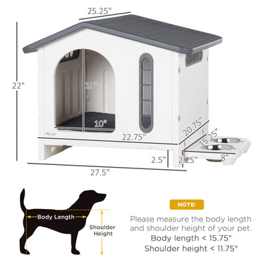 Plastic Dog House Small Dog House, W/ Door, Elevated Floor, Soft Cushion, White