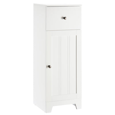 kleankin Small Bathroom Floor Storage Cabinet w/ 1 Drawer and Adjustable Shelf