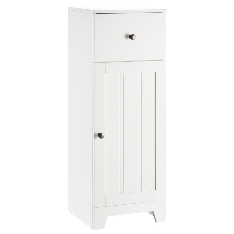 kleankin Small Bathroom Floor Storage Cabinet w/ 1 Drawer and Adjustable Shelf