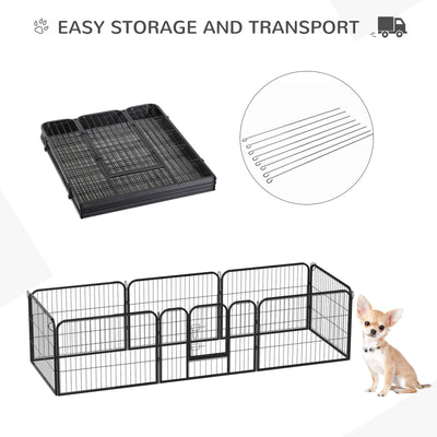 Heavy Duty Pet Playpen Dog Exercise Pen Cat Fence Black 8 Panel 24" 32" 39.4"