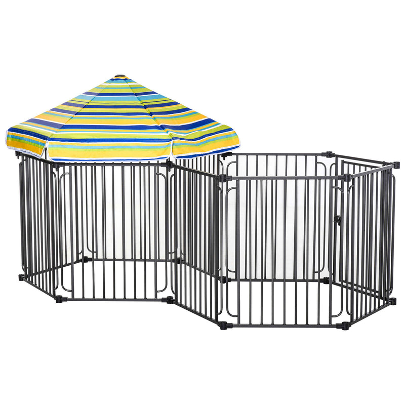 Outdoor Pet Playpen with Door & Removable Cover 10 Panels Puppy Crate Fence