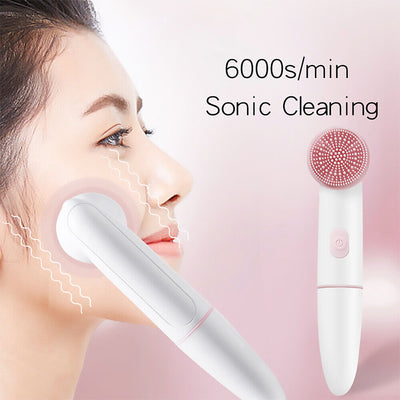 IPX6 Waterproof Sonic Facial Cleansing Brush- 2 Speed Modes, 2 Brush Heads, Base