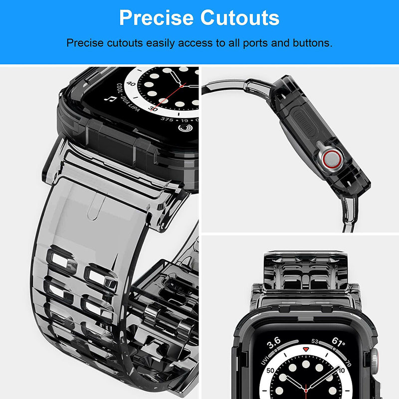 [Transparent Jelly] Protective Case with Bands Strap for iWatch Series 4 5 6 SE