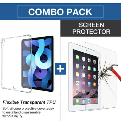 For iPad Air 4th 5th Gen 10.9" Shockproof Slim Clear Soft Case+Screen Protector