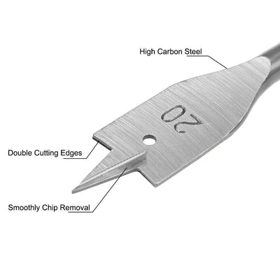 6 Piece Deep Hex Shank Extra Long  Flat Spade Drill Bit Set Kit for Wood Boring