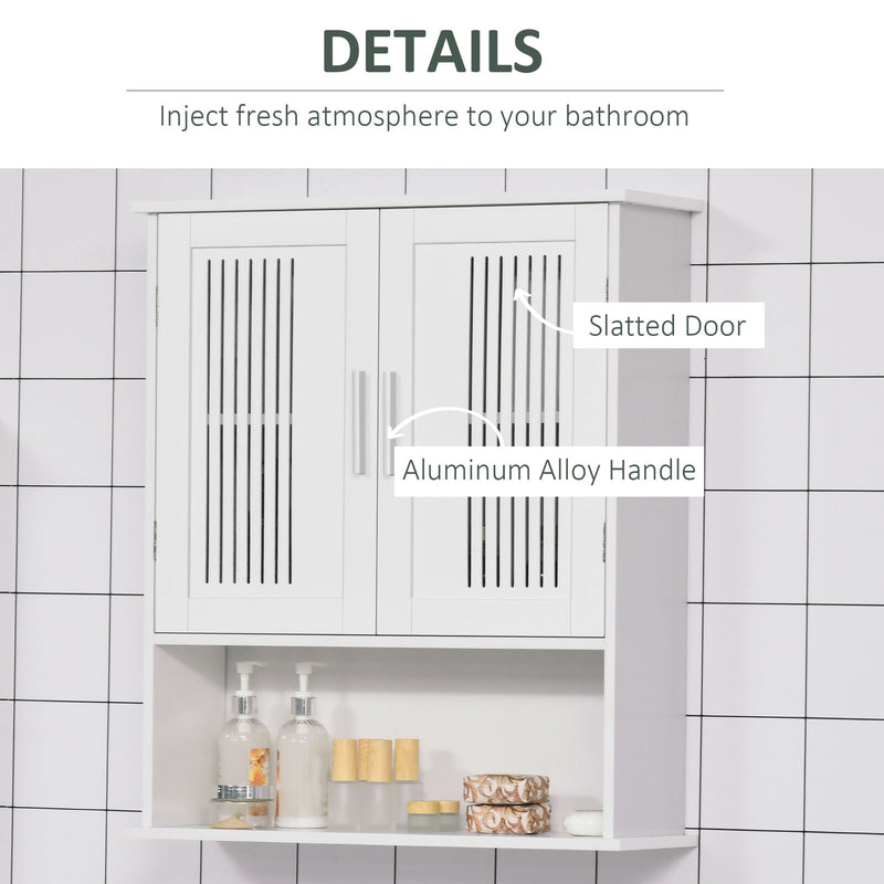 kleankin Wall Mount Bathroom Cabinet, Storage Organizer w/ Cabinet Shelf, White