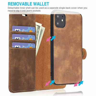 For iPhone 13/ 13 Pro/ 13 Pro Max Detachable Leather Wallet Case with Card Slots