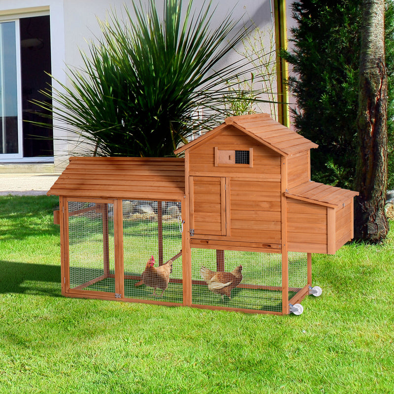 Deluxe Backyard Wood Poultry Chicken Coop Hen House Hutch Nesting Box w/Wheels