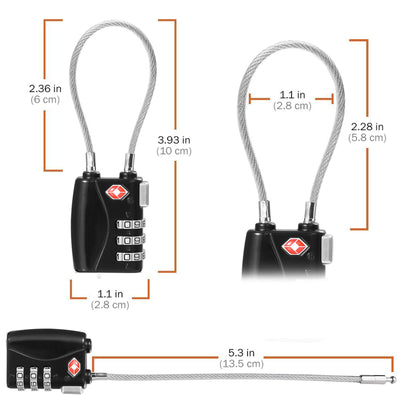 Mini & Lightweight Cable Locks Padlock TSA Approved Luggage Heavy Duty Lock