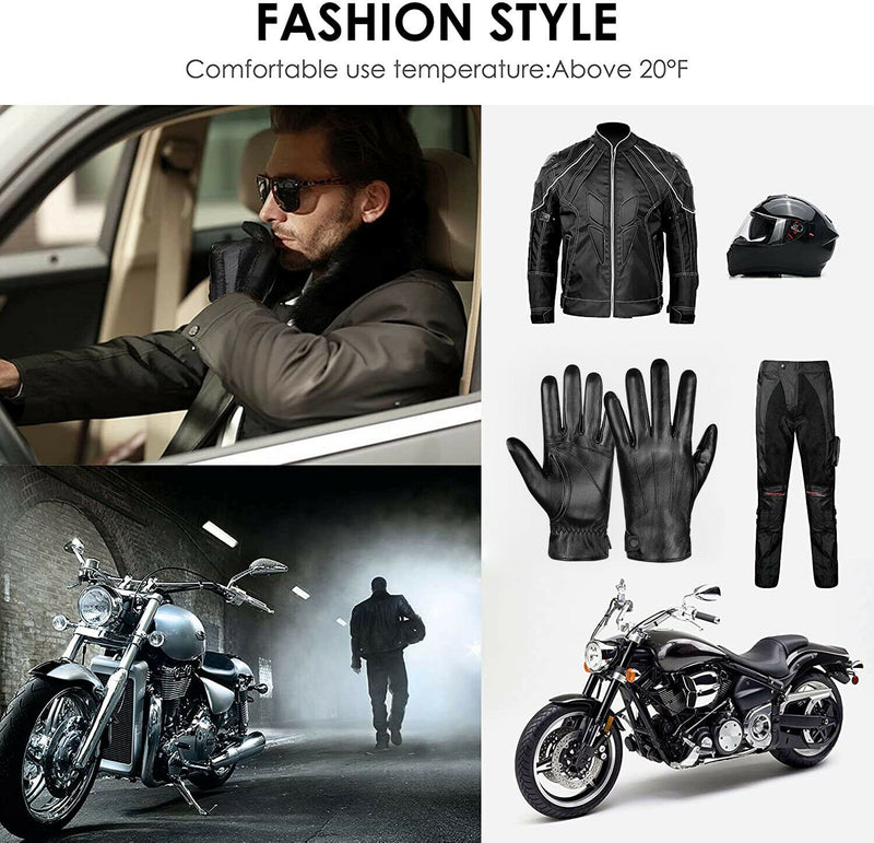 Mens Sheepskin Leather Warm Cashmere Lined Dress Luxury Vintage Gloves - CA