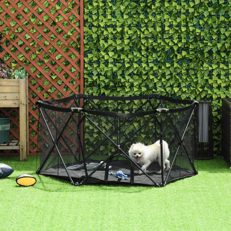 Folding Portable Pet Playpen Soft Dog Cat Puppy with Carrying Bag Black