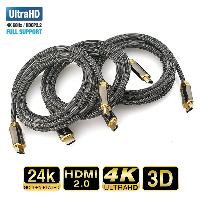 HDMI v2.0 Cable 3-30FT(4K @ 60Hz)Ready 28AWG Braided Cord High Speed 18Gbps LOT