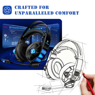 Gaming Headset with Rotatable, Noise Reduction Mic (Over-Ear And LED Lighting)