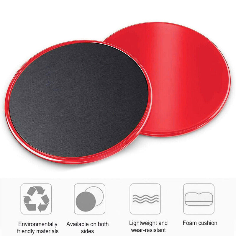 Pair of Dual Sided Exercise Gliding Discs Light & Portable for Gym, Home, Yoga