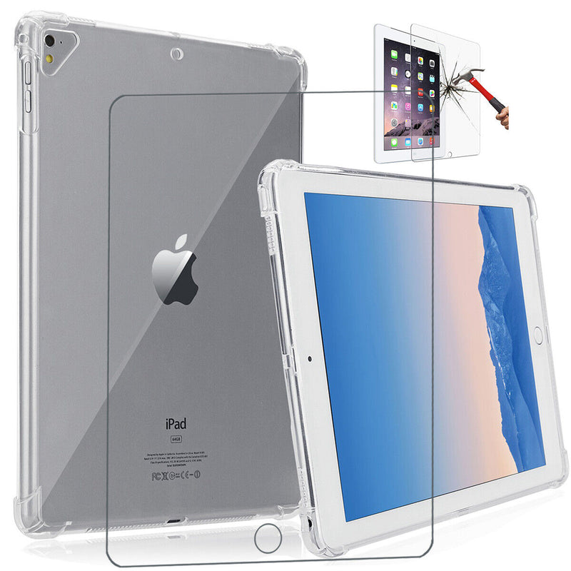 Apple iPad 8th / 7th 10.2 Clear TPU Soft Case w/ Air Cushion + HD Tmepered Glass