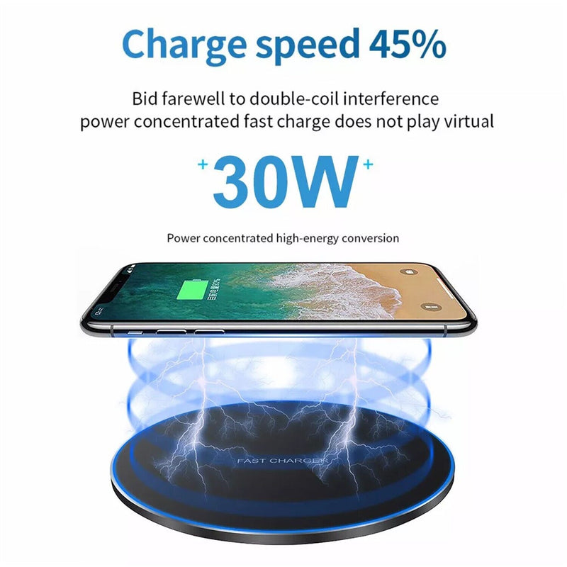 USB-C 30W Qi Fast Wireless Charger Charging Pad For Phone 11 X Max XR 8 Plus