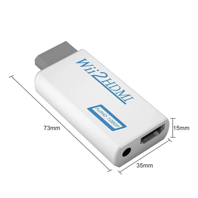 White Portable Wii to HDMI Wii 2 HDMI Full HD Converter Audio Output Adapter TV