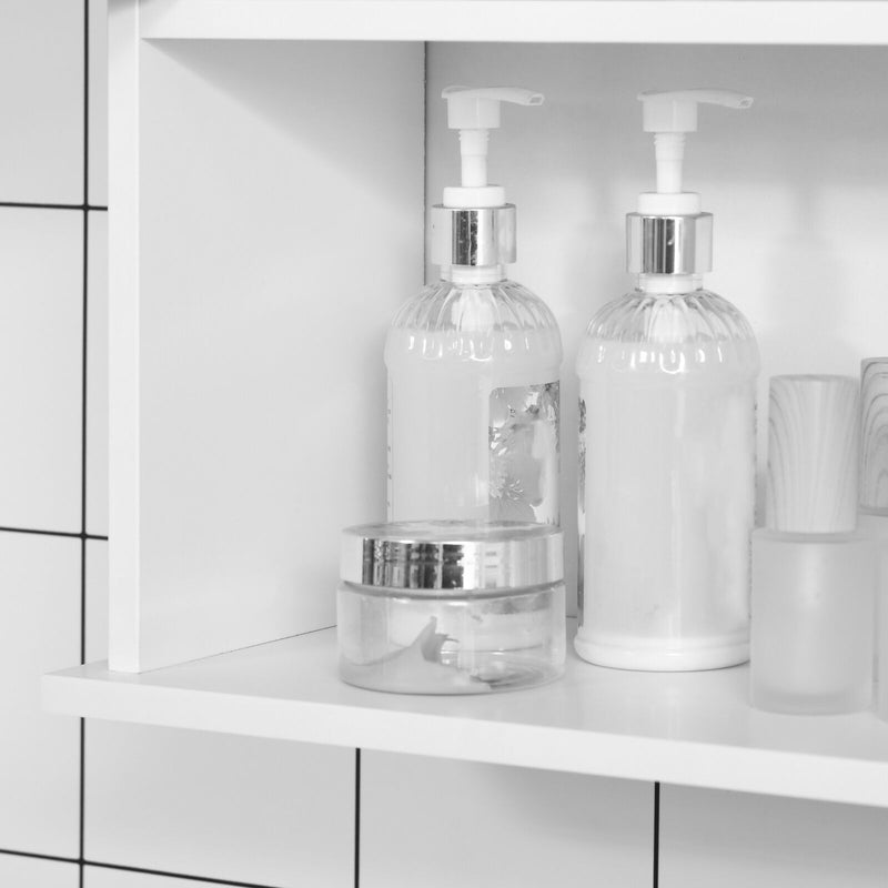 kleankin Wall Mount Bathroom Cabinet, Storage Organizer w/ Cabinet Shelf, White