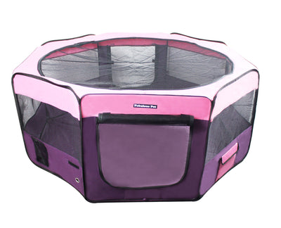 45" Portable Puppy Pet Dog Soft Tent Playpen Folding Crate Pen New - Pink/Purple