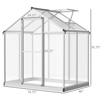 4' L x 6' W Stable Outdoor Walk-In Cold Frame Garden Greenhouse Planter