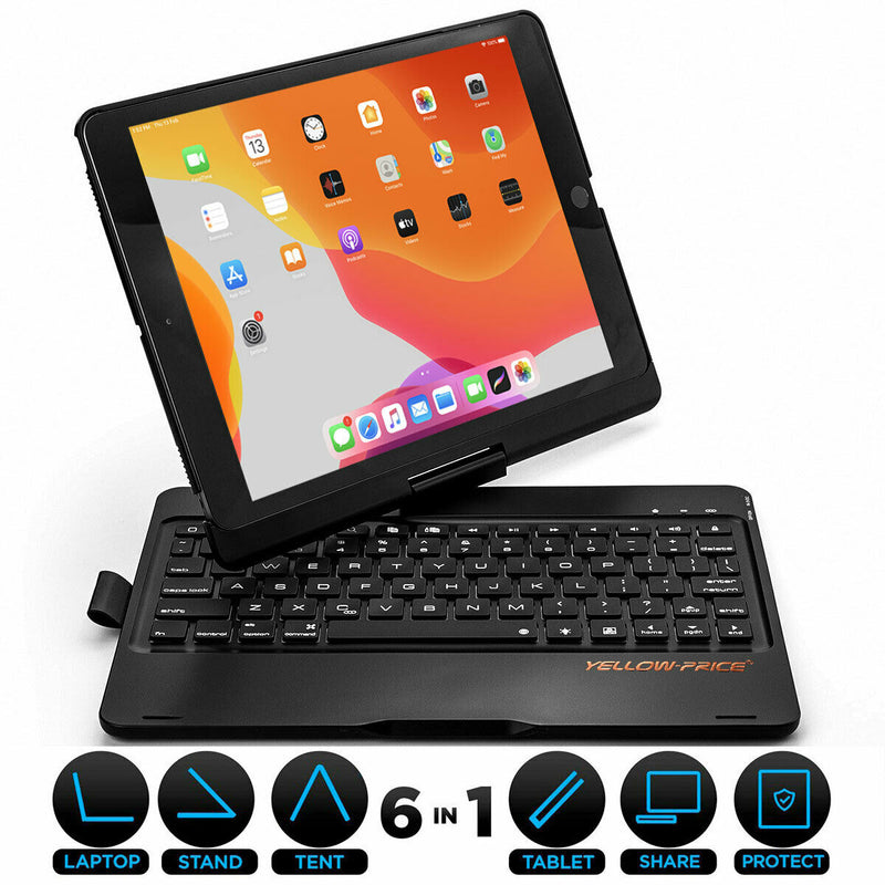 For iPad 6 7th, Air 3rd, Pro 11" 12.9" Rotatable Backlit Wireless Keyboard Case