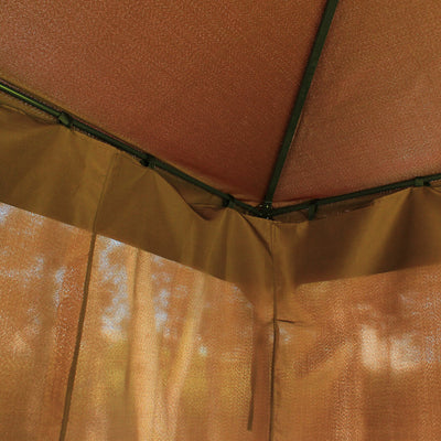10x13ft Garden Gazebo Patio Double-Tiered Canopy Backyard Coffee