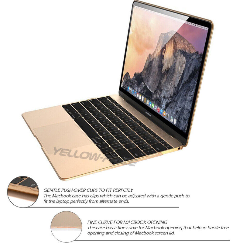 2015 MacBook Retina 12" A1534 Gold Hard Shell+ Keyboard Cover+ Screen Protector