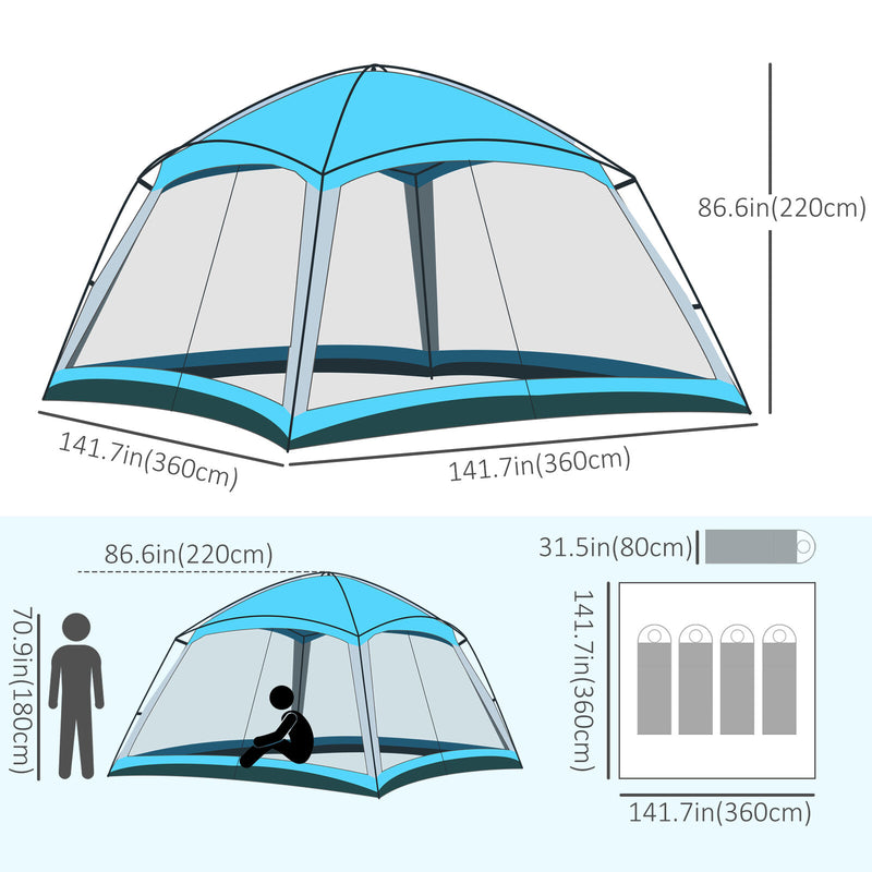 8 Person Camping Tent Dome Tent with Carry Bag and 4 Mesh Walls, Easy Set Up