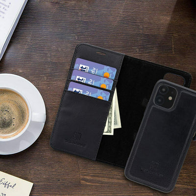 CA Slim Magnetic Closure Vintage Leather Wallet Case for iPhone 13 Pro Max 6.7"