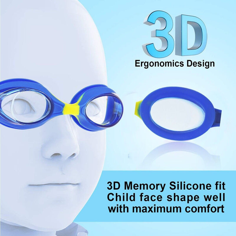 Kids/Child Swimming Goggles [Clear Vision, UV Protection, Anti-Fog, No Leaking]