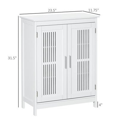 Bathroom Floor Cabinet, Freestanding Linen Cabinet, Storage Cupboard, White