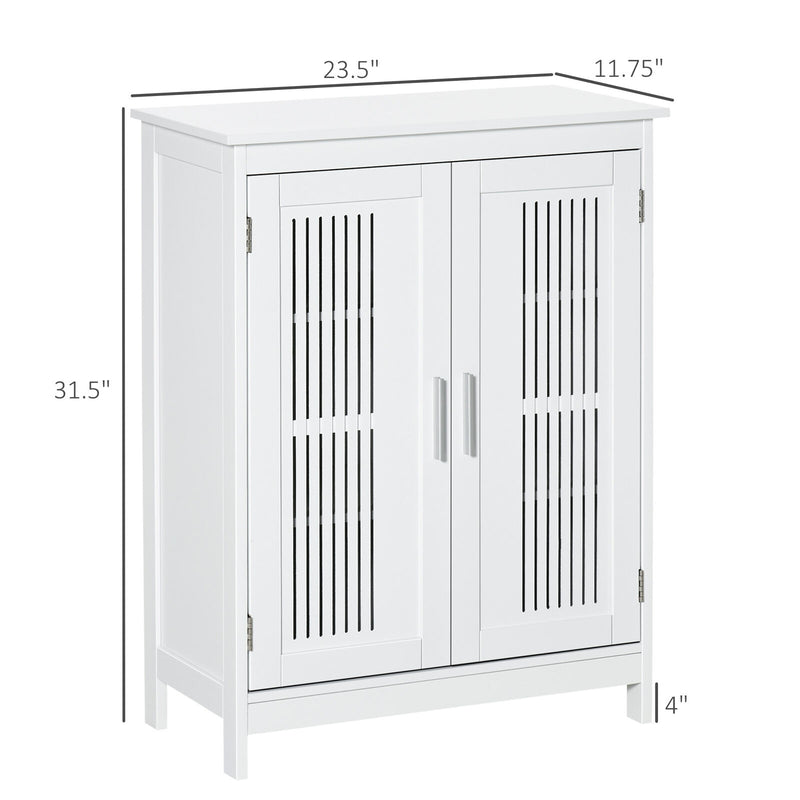 Bathroom Floor Cabinet, Freestanding Linen Cabinet, Storage Cupboard, White