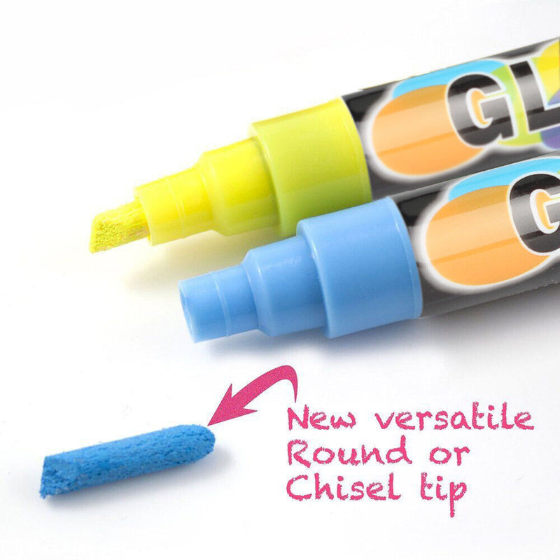 Erasable Liquid Chalk Markers - Reversible Tip (12 Pack) - (Multicolored, 6mm)