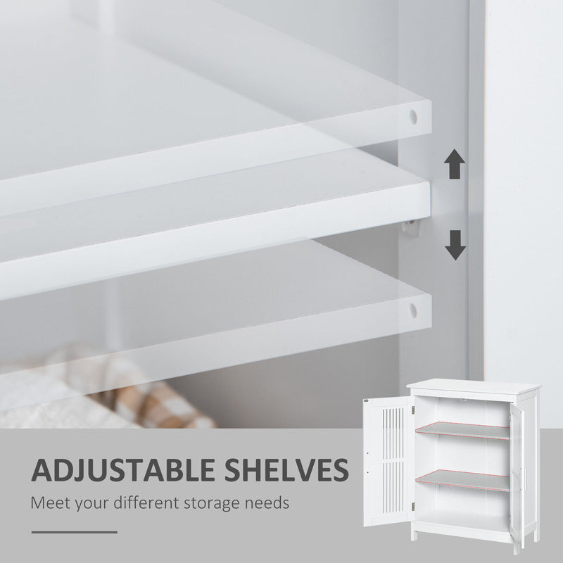 Bathroom Floor Cabinet, Freestanding Linen Cabinet, Storage Cupboard, White