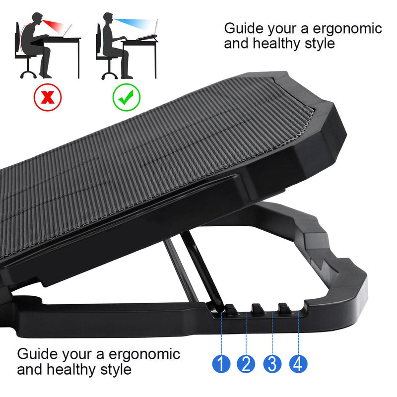 Stable & Sturdy & Silent Laptop Cooling Pad, 4 Heights Adjustment, 2 USB Port CA