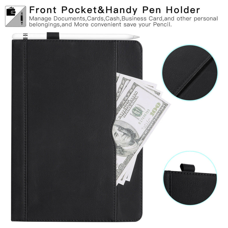 For iPad Pro 11" 1st/2nd/3rd, Air 4th 10.9" PU Leather Pocket Folio Smart Case