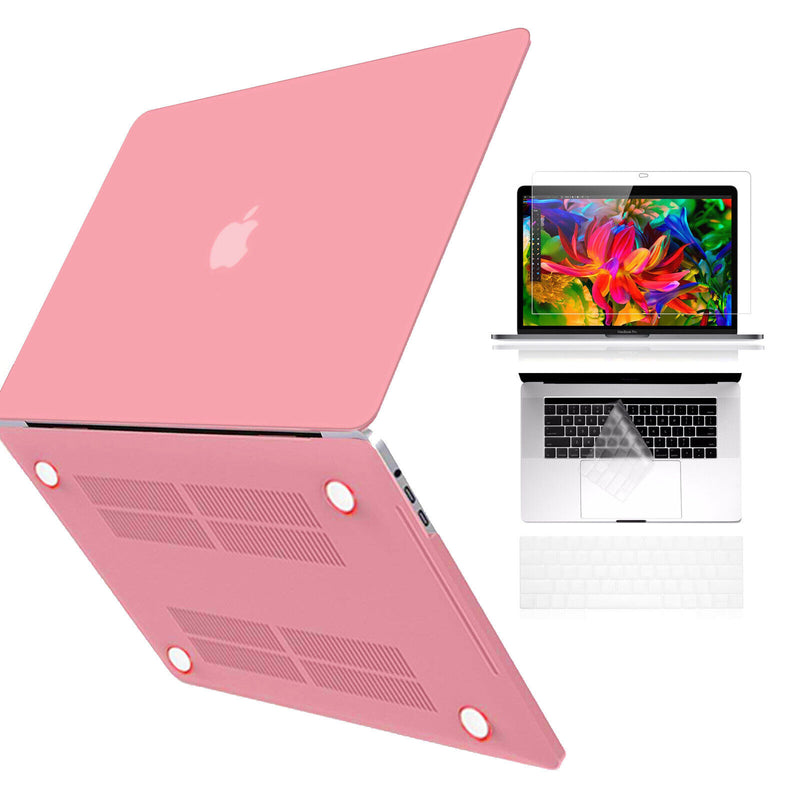 For 2020 MacBook Pro A2289 & A2251 Pink Rubberized Hard Shell+KB Film+LCD Film