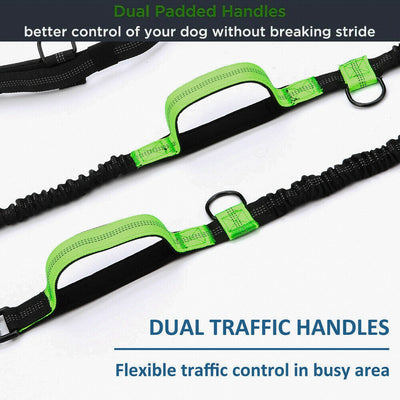 Retractable Hands Free Pet Dog Leash Dual Handle Leash Reflective Waist Belt CA