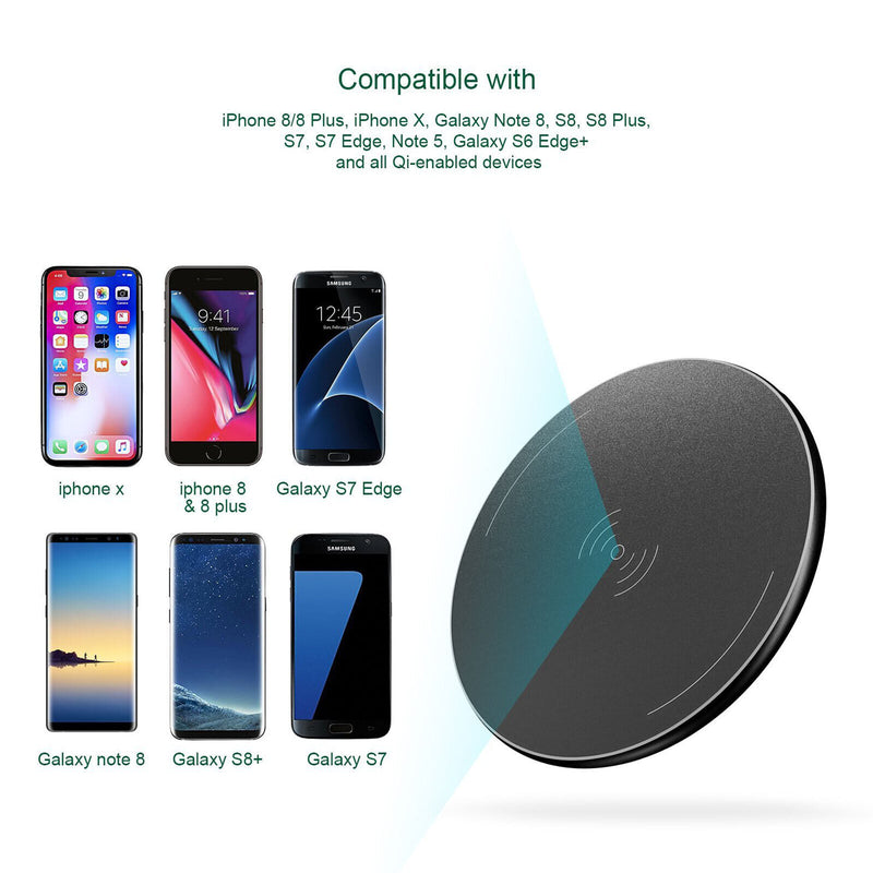 10W Metal Qi Wireless Charger Fast Charging Mat For iPhone 11 Xs Galaxy S20U 10+